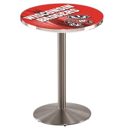 Holland Bar Stool Co 42" Stainless Steel Wisconsin "Badger" Pub Table, 36" dia. Top L214S4236WI-Bdg-D2